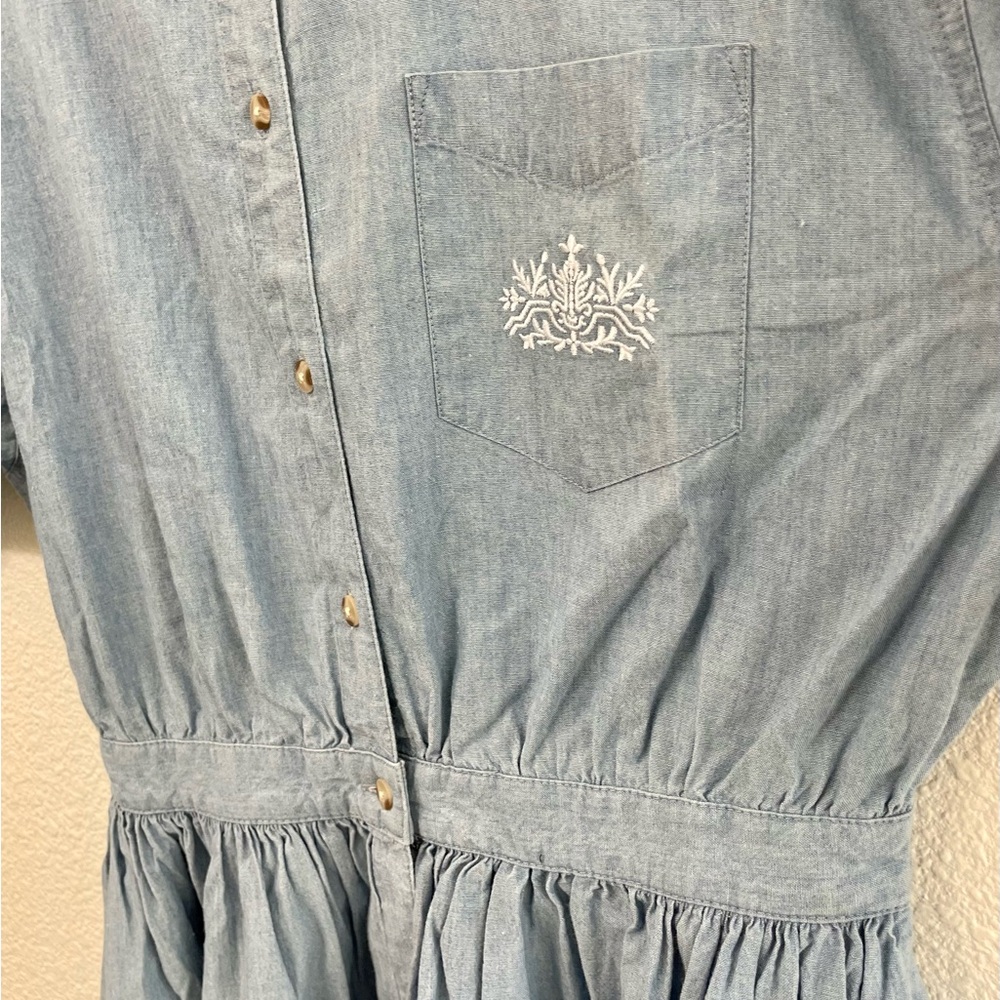 Vintage NWOT Eddie Bauer Blue Chambray Maxi Button-Up Dress Size XL/TG - Picture 4 of 13